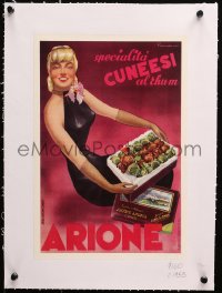 3w0878 SPECIALITA CUNEESI AL RHUM linen 9x13 Italian advertising poster 1951 Carlo Prandoni art!