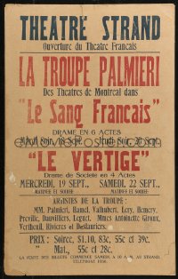 3w1150 THEATRE STRAND stage play French WC 1930s Le Sang Francaise, Le Vertige & more!