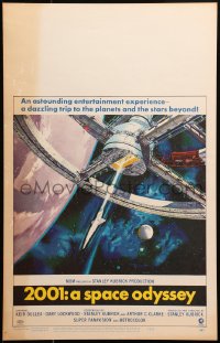 3w0720 2001: A SPACE ODYSSEY WC 1968 Stanley Kubrick classic, art of space wheel by Bob McCall!