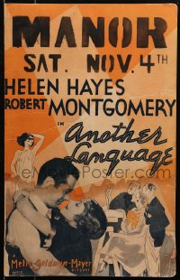 3w0727 ANOTHER LANGUAGE WC 1933 Helen Hayes loves Robert Montgomery, but not his family, very rare!