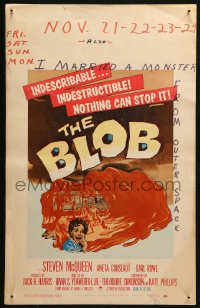 3w0734 BLOB WC 1958 Steve McQueen, cool art of the indescribable & indestructible monster!