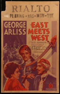 3w0754 EAST MEETS WEST WC 1936 great art of George Arliss & sexy Lucie Mannheim with gun!