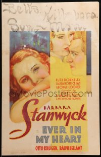 3w0756 EVER IN MY HEART WC 1933 Barbara Stanwyck marries German Otto Kruger in WWI, ultra rare!