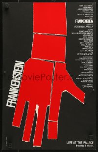 3w0763 FRANKENSTEIN stage play WC 1980 cool geometric hand artwork by Gilbert Lesser, Broadway!