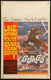 3w0772 GORGO WC 1961 great artwork of giant monster terrorizing London by Joseph Smith!