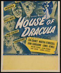 3w0780 HOUSE OF DRACULA WC 1945 Wolfman Lon Chaney Jr., Frankenstein Glenn Strange, beyond rare!