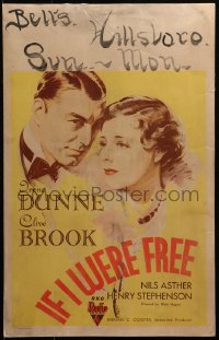 3w0786 IF I WERE FREE WC 1933 great art of Irene Dunne & Clive Brook, John Van Druten, ultra rare!