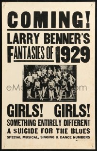 3w0797 LARRY BENNER'S FANTASIES OF 1929 stage show WC 1929 a suicide for the blues with sexy girls!