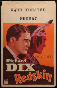 3w0827 REDSKIN WC 1929 great dual artwork image of Native American Indian Richard Dix & in suit!
