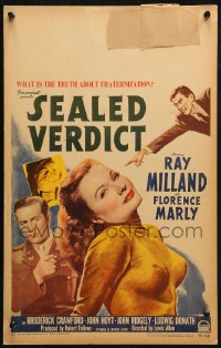 3w0834 SEALED VERDICT WC 1948 different image of Ray Milland & sexy Florence Marly, ultra rare!