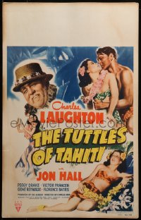 3w0862 TUTTLES OF TAHITI WC 1942 Charles Laughton, Jon Hall & sexy tropical Peggy Drake!