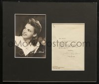 3w0530 JUDY GARLAND 12x14 matted letter 1940 sent to a fan who wrote to her, w/secretarial signature!
