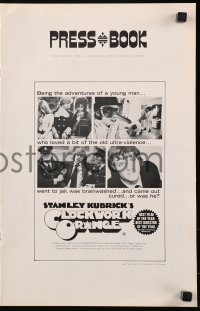 3w0641 CLOCKWORK ORANGE pressbook 1973 Stanley Kubrick classic, Malcolm McDowell, rated X!