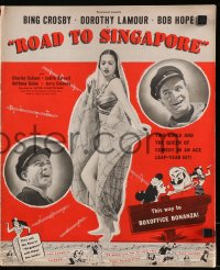 3w0675 ROAD TO SINGAPORE pressbook 1940 Bing Crosby, Bob Hope & sexy Dorothy Lamour!