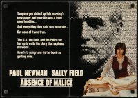 3w0611 ABSENCE OF MALICE promo brochure 1981 Paul Newman, Sally Field, directd by Sydney Pollack!
