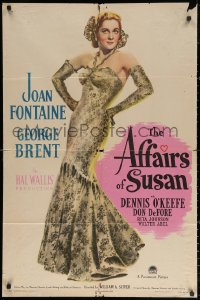 3x0636 AFFAIRS OF SUSAN 1sh 1945 full-length image of sexy Joan Fontaine in pretty dress!