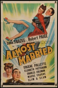 3x0643 ALMOST MARRIED 1sh 1942 romantic art of Jane Frazee & Robert Paige, Eugene Pallette!