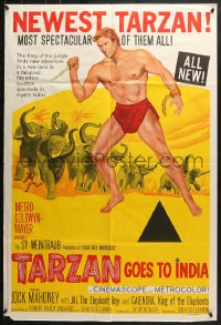 3x0293 TARZAN GOES TO INDIA Aust 1sh 1962 great image of Jock Mahoney as the King of the Jungle!