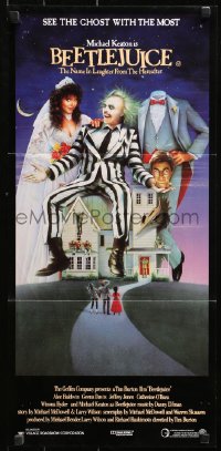 3x0325 BEETLEJUICE Aust daybill 1988 Tim Burton, Ramsey art of Keaton, Baldwin & Geena Davis!