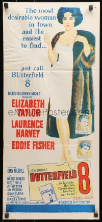 3x0339 BUTTERFIELD 8 Aust daybill 1960 art of the most desirable callgirl, Elizabeth Taylor!