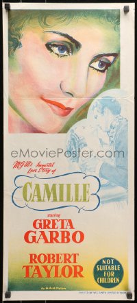 3x0342 CAMILLE Aust daybill R1955 Robert Taylor, portrait of beautiful Greta Garbo!