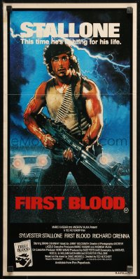 3x0395 FIRST BLOOD Aust daybill 1982 artwork of Sylvester Stallone as John Rambo by Drew Struzan!