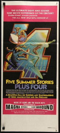 3x0397 FIVE SUMMER STORIES PLUS FOUR Aust daybill 1976 really cool surfing artwork by Rick Griffin!