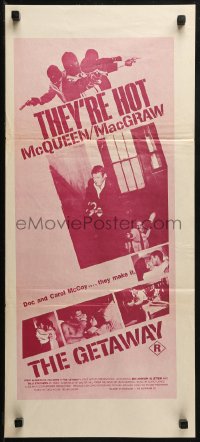 3x0411 GETAWAY Aust daybill 1973 Steve McQueen, Ali McGraw, Sam Peckinpah directed!