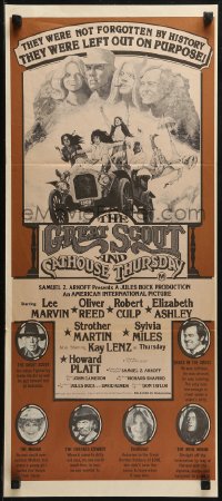 3x0419 GREAT SCOUT & CATHOUSE THURSDAY Aust daybill 1976 art of Lee Marvin & cast in Mount Rushmore!