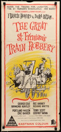 3x0420 GREAT ST. TRINIAN'S TRAIN ROBBERY Aust daybill 1966 wacky artwork of hijacked train!
