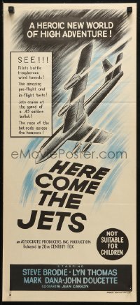 3x0428 HERE COME THE JETS Aust daybill 1959 tough guy Steve Brodie flies lightning-jets of space!