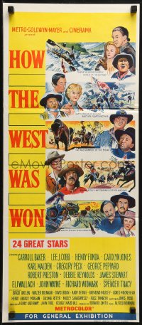 3x0434 HOW THE WEST WAS WON Aust daybill 1964 John Ford, Debbie Reynolds, Gregory Peck!