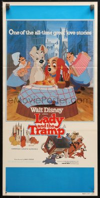 3x0454 LADY & THE TRAMP Aust daybill R1980 Walt Disney romantic canine dog classic cartoon!
