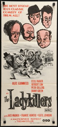 3x0456 LADYKILLERS Aust daybill R1972 cool art of guiding genius Alec Guinness, gangsters!