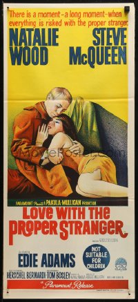 3x0462 LOVE WITH THE PROPER STRANGER Aust daybill 1964 close-up of Natalie Wood & Steve McQueen!