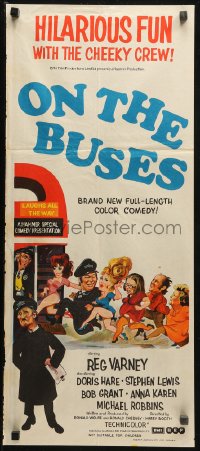 3x0478 ON THE BUSES Aust daybill 1971 Reg Varney, Doris Hare, Stephen Lewis, English comedy!