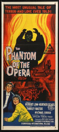 3x0485 PHANTOM OF THE OPERA Aust daybill 1962 Hammer horror, Herbert Lom, different artwork!