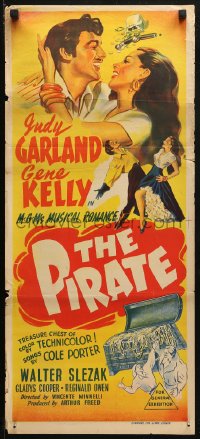 3x0489 PIRATE Aust daybill 1948 great artwork of Judy Garland & Gene Kelly dancing and romancing!