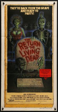 3x0505 RETURN OF THE LIVING DEAD Aust daybill 1985 Ramsey art of wacky punk zombies by tombstone!