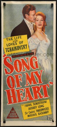 3x0523 SONG OF MY HEART Aust daybill 1948 Frank Sundstrom in romantic bio of Russian composer Tchaikovsky!