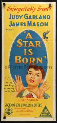 3x0528 STAR IS BORN Aust daybill 1954 great close up art of Judy Garland, James Mason, classic!