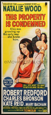 3x0540 THIS PROPERTY IS CONDEMNED Aust daybill 1966 art of sexy Natalie Wood & Robert Redford!