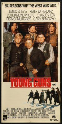 3x0571 YOUNG GUNS Aust daybill 1988 Emilio Estevez, Charlie Sheen, Kiefer Sutherland, Phillips!