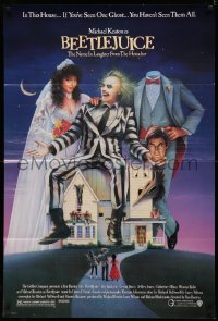 3x0666 BEETLEJUICE 1sh 1988 Tim Burton, Ramsey art of Michael Keaton, Baldwin & Geena Davis!