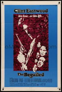 3x0667 BEGUILED 1sh 1971 cool psychedelic art of Clint Eastwood & Geraldine Page, Don Siegel