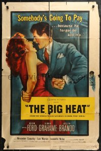 3x0672 BIG HEAT 1sh 1953 great pulp art of Glenn Ford & sexy Gloria Grahame, Fritz Lang noir!