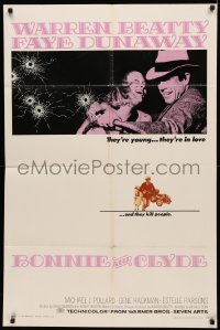 3x0688 BONNIE & CLYDE 1sh 1967 notorious crime duo Warren Beatty & Faye Dunaway, Arthur Penn!