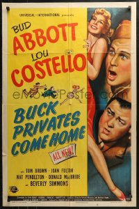3x0696 BUCK PRIVATES COME HOME 1sh 1947 Bud Abbott & Lou Costello with sexy Joan Fulton!