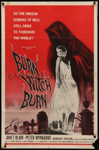 3x0699 BURN WITCH BURN 1sh 1962 undead demons of Hell arise to terrorize the world!