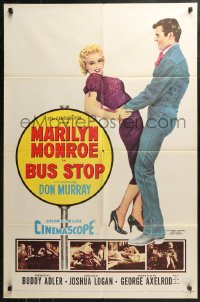 3x0701 BUS STOP 1sh 1956 full-length art of cowboy Don Murray holding sexy Marilyn Monroe!